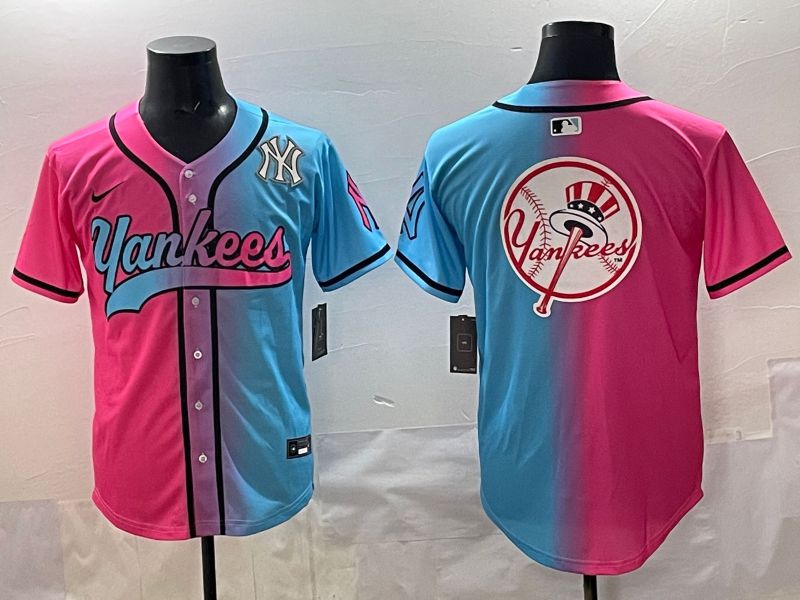 Men 2025 New York Yankees Blank Blue pink Game Nike MLB Jersey style 0029